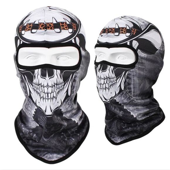 Tactical Skull Ghost Printed Full Face Mask Balaclava Halloween Ski Motorcycle - Picture 1 of 6
